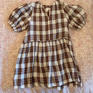 Lou & Grey Plaid Puff Sleeve Dress